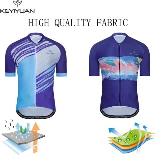 KEYIYUAN 2021 Summer Men Cycling Jersey Short Sleeve Mountain Bike Cycle Clothing Camisa MTB Masculina Tenue Velo Homme