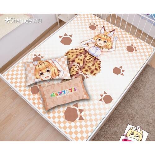 Japanese Anime Cartoon Kemono Friends Milk Silk Mattress Cover Fitted Sheet Fitted cover bedspread counterpane