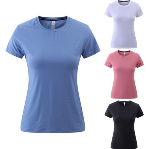 SLY01 Quick Drying Nylon Spandex Womens T-Shirt Sport With O Neck Plain Style Short Sleeved Running Jerseys Female For Summer