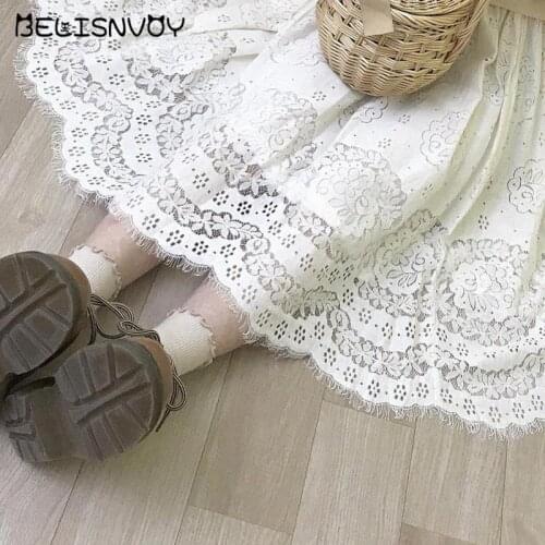 Japanese Lolita Floral Lace Midi Skirt Women Fashion Elegant Office A-line Skirt Girls Sweet Cute Hollow Out Fairy Party Skirt