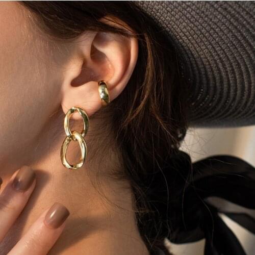 Thick Gold Chain Big Earrings for Women Punk Hip Hop Double Layers Exaggerated Statement Dangle Drop Earrings Girls Gifts