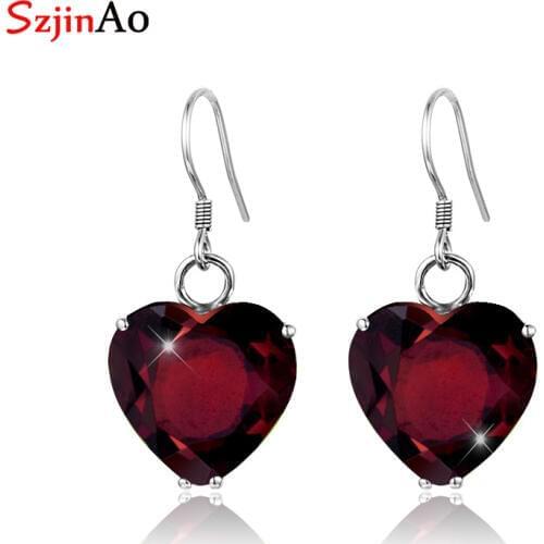 SzjinAo Handmade March Birthstone Unique Aquamarine Earrings For Women solid 925 sterling silver Vintaga Earring Wedding Gift