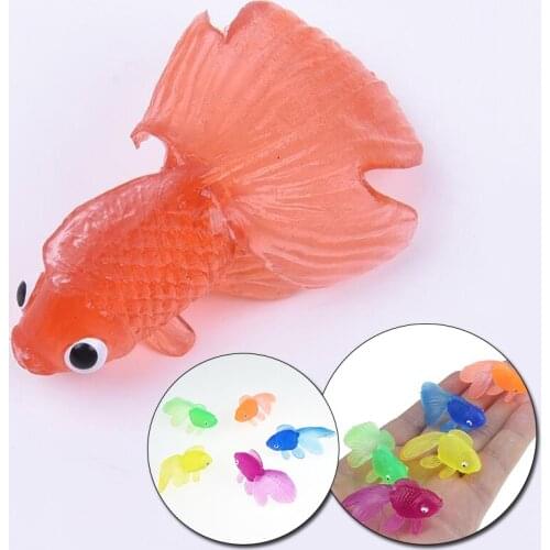 10Pcs/lot Mini Soft Rubber Gold Fish Baby Bath Toys Plastic Simulation Small Goldfish Water Toy Fun Kids Swimming Beach Toys