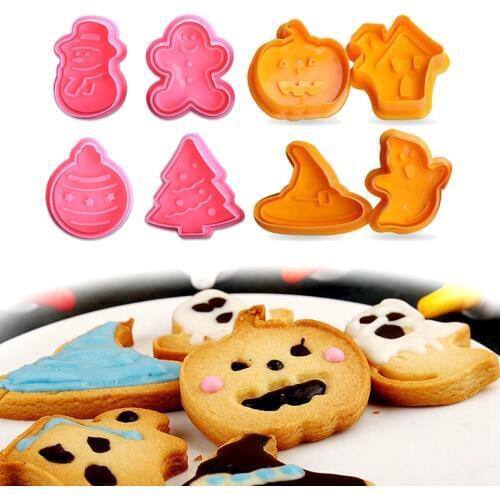 4pcs Halloween Pumpkin Cake Decorating Tools Christmas Home Party Diy Cookies Cutter Biscuit Mold Fondant Cake Decorating Mould