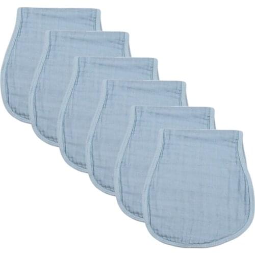 6 Pcs Infants Washcloth Face Towels Baby Muslin Burp Cloth Solid Color Absorbent Saliva Towel Cotton Feeding Bibs