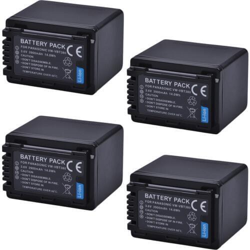 4Pcs VW-VBT190 VBT190 VW-VBT380 VBT380 Battery for Panasonic HC-V110, HC-V130, HC-V160, HC-V180, HC-V201, HC-V210, HC-V230