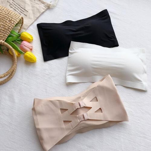 Seamless One-piece Tube Tops Women Removable Pads Intimates Basic Womens Strapless Bra Bandeau Anti-bare Tube Top