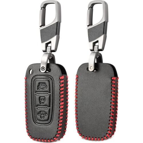 Genuine Leather 3Button Smart Key Case Cover For Hyundai Accent Elantra IX35 Genesis Coupe Sonata S264