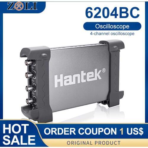 Digital Oscilloscope 200 MHZ 1GSa / s 4CH Windows10 / 8/7 with USB Interface Probe Handheld Hantek Atomotive 6204BC