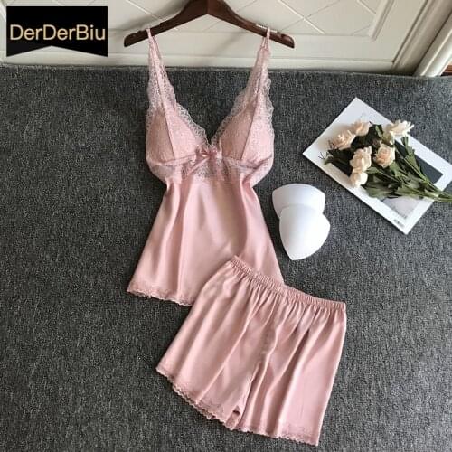Женские атласные пижамы DerDerBiu China At AliExpress