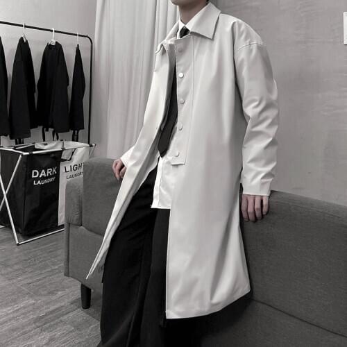 Long style coat Men 2021 spring Loose style fashion Trench Coat Mens Casual Windbreakers Male High Quality Jackets men M-3XL
