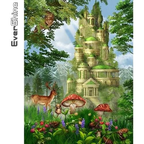 Evershine Diamond Painting House Landscape New Arrival Diamond Embroidery Deer Cross Stitch Mosaic DIY Cartoon Child Gift