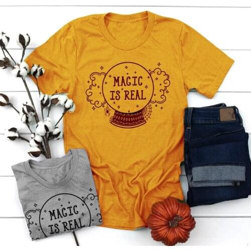 MAGIC IS REAL T-shirt Magic crystal ball graphic vintage cute kawaii girl gift women fashion tee Halloween street style tee top