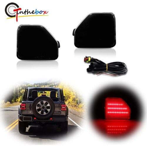 Gtinthebox Car LED Rear Bumper Reflector Lights For 2018-up Jeep Wrangler JL, Function as Tail/ Running Light or Rear Fog Light