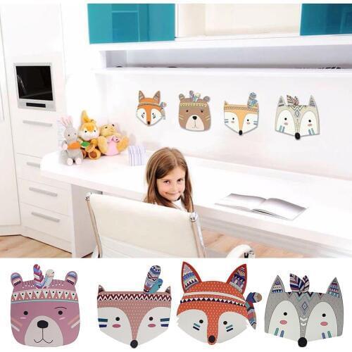 INS Cute Animal Fox Bear Design Wooden Ornament Cabinet Wardrobe Wall DIY Kids Room Decor