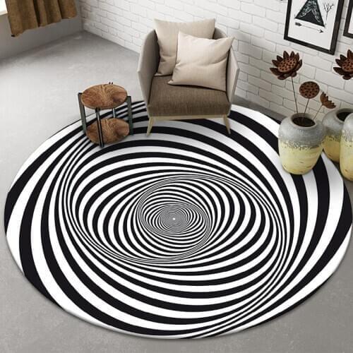 New 3D Vortex Visual Illusion Rug Printed Non-slip Rug Optical Illusion Area Carpet Floor Pad For Living Room Modern Home Decor
