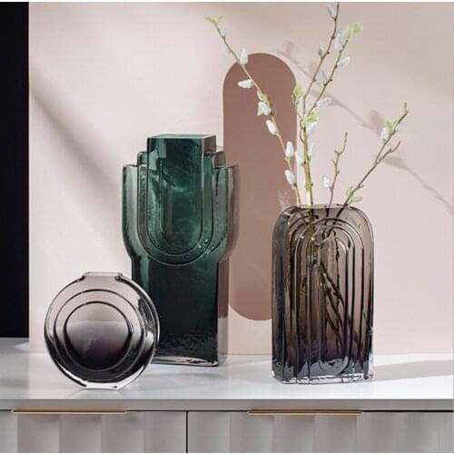 Creative Nordic Modern Glass Vases Living Room Dining Table Hydroponic Flower Inserts Home Decoration Special-shaped Ornaments