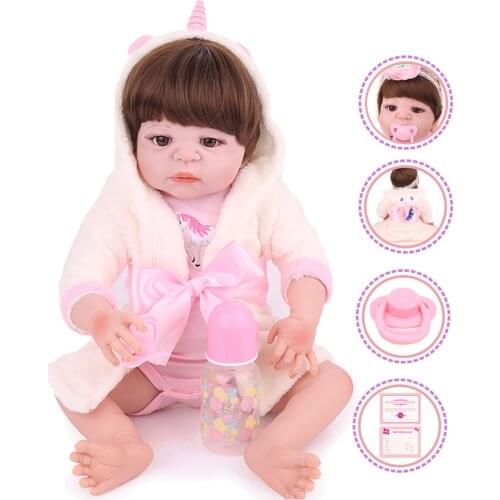 22 inch Reborn Baby Dolls Full Vinyl Silicone Soft Bath Toys Newborn Girl Babe Boneca Christmas lol Gift pink Playmate KAYDORA