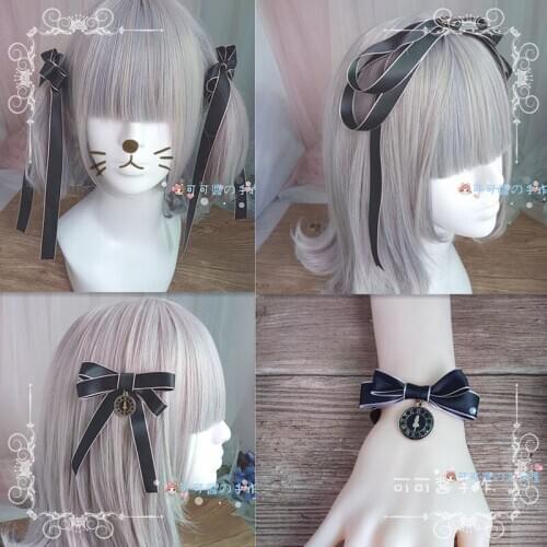 Lolita Dark Sweet Headdress Side Clip KILL Gothic Loli Lolita Hair Bands Accessories Bow Clip Hairband