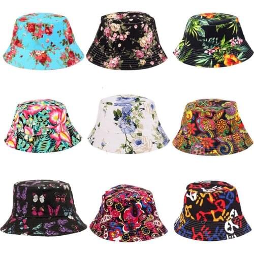 Summer Street Hip Hop Bucket Cap Vintage Printed Fishing Hat Fisherman Hat Reversible Printing Bucket Hats For Women Men