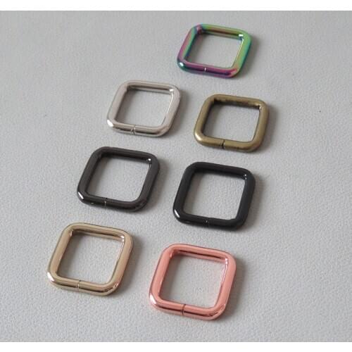 10Pcs/Lot 20mm Webbing Metal Square Buckle Adjuster Ring For Bag Strap Belt Loop Hardware Dog Leash Backpack Clasp Accessory