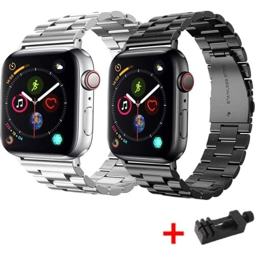 For Apple Watch Series 6 5 4 3 2 strap 40 mm 44 mm 42 mm black stainless steel bracelet strap adapter for iWatch strap 38 mm