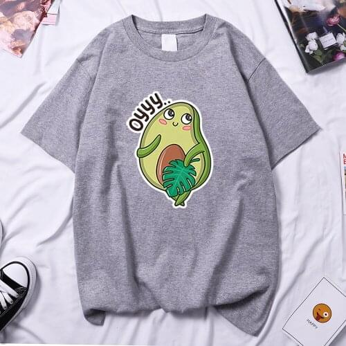 Avocado Shy Cute Oyyy Cartoon Print Tee Shirt Hip Hop Simple T Shirts Harajuku Casual Street T Shirt 2021 Fashion Women T-Shirt