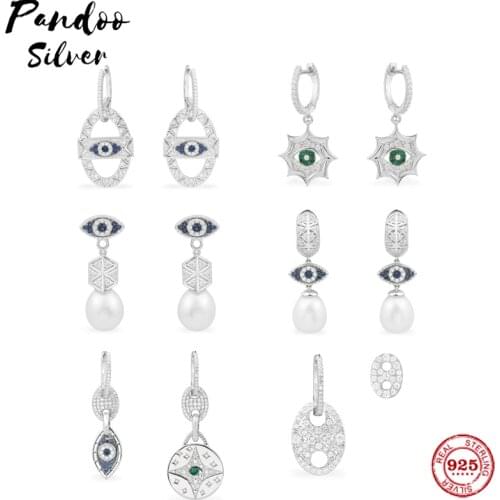 Fashion Charm Silver High Qulaity 1:1, Lucky Eye Drop Earrings For Women Jewelry 2021 Trendy Pearls Hoop Earrings