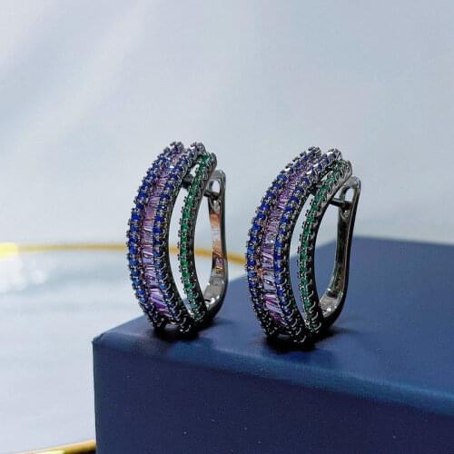 Bilincolor Fashion Vintage Purple Circle Drop Earring for Women