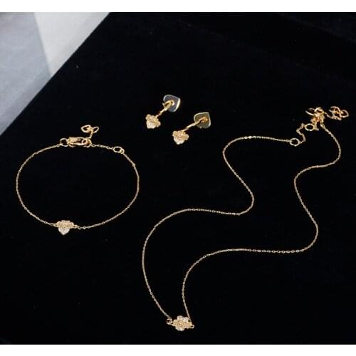 Mori small fresh girl heart tricolor flower shape fashion elegant temperament necklace girl bracelet