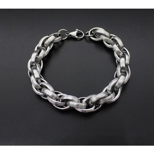 Men Jewelry hollow out Cuban links & chains Stainless Steel Bracelet for Bangle Male Accessory Wholesale 18cm 20cm 22cm