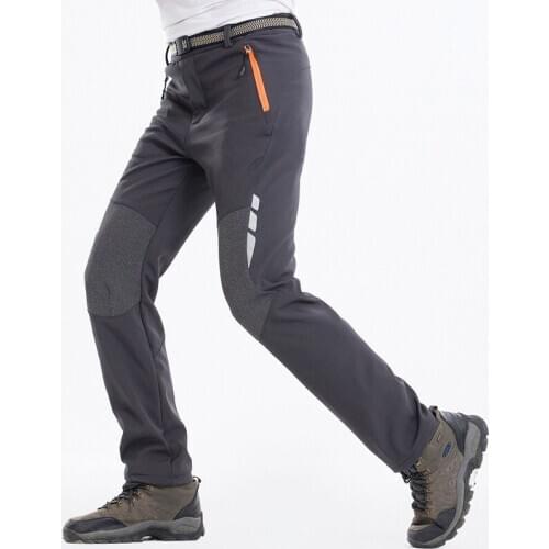 Mens Winter Hiking Pants Men Warm Fleece Softshell Ski Trousers Outdoor Sports Thick Camping Trekking Skiing Waterproof Pants