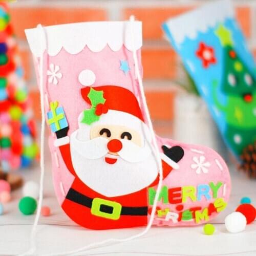 DIY Handmade Cartoon Stockings Sewing Kit Non-woven Fabric Sock Kids Crafts Kindergarden Educational Kid Toys