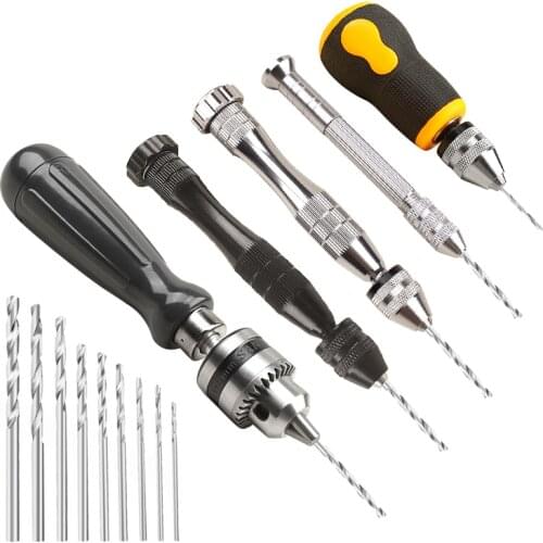 Pin Vise Hand Drill Bits Set Mini Drilling Tool for Wood Jewelry Carving Craft