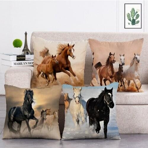 Running horse Printed Cushion Cover Linen Throw Pillow Car Home Decoration Decorative Pillowcase T463