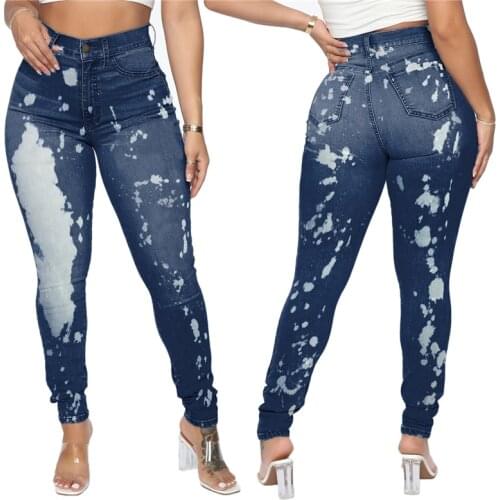2021 Spring New Bodycon Stretch Jeans Women Oversized Plus Size 3XL Fashion Casual Black Blue Pencil Pants Denim Trousers Ddlg
