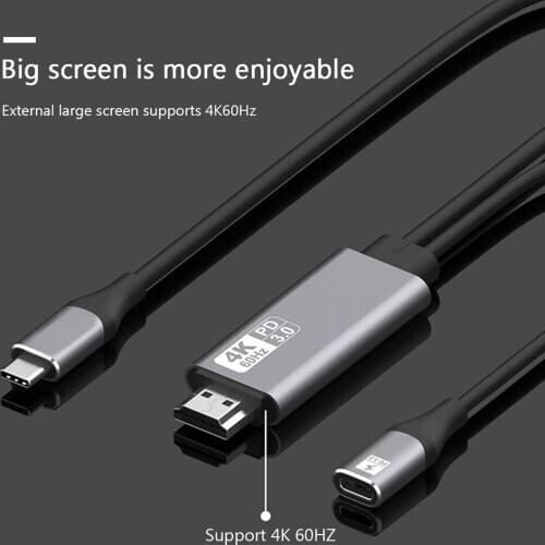 New Arrival 60Hz HDMI 4K USB Type C Male to PD3.0 Female Power Cable Cord Adapter for Laptop