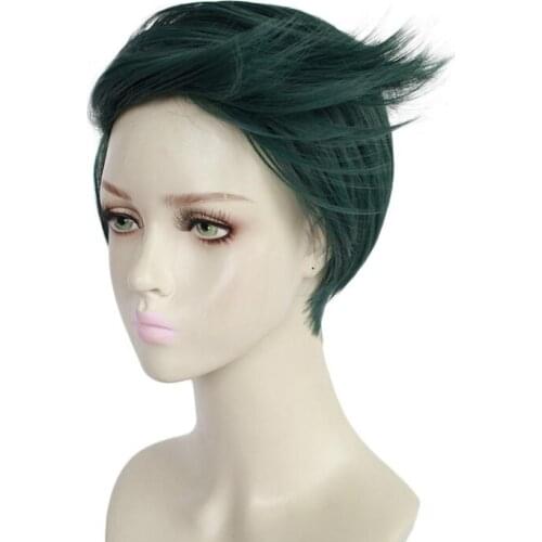 Men Women Party Wigs Anime JOJOs Bizarre Adventure Golden Wind Rohan Kishibe Wig Cosplay Costume Heat Resistant Synthetic Hair