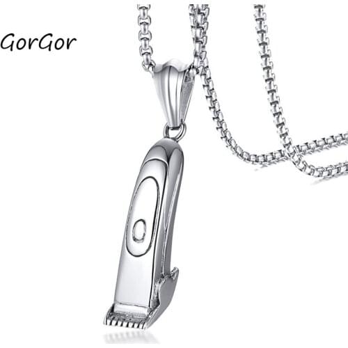 GorGor New Arrivals Barber Trend Titanium Steel Creativity Razor Steel Color Pendant for Fashion Women Jewelry Gift PN-1098