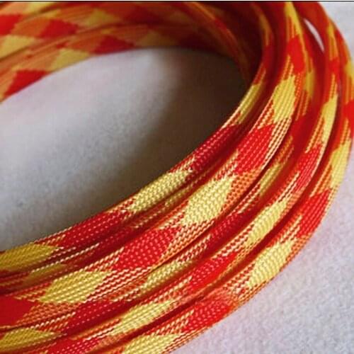 Audio Shockproof Net 3Meter Braided Cable 12-20mm Wiring Harness Loom Protection/Sleeving - Red/Yellow for DIY Cable