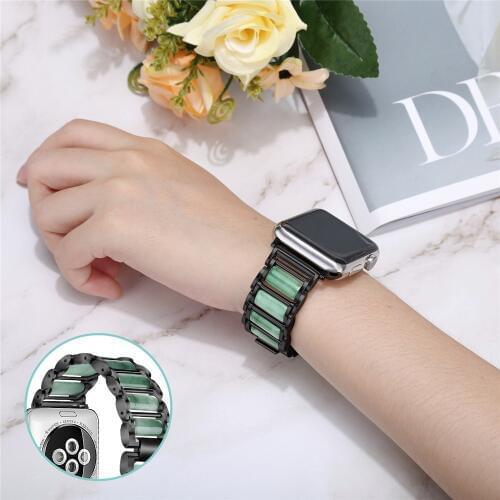 Luxury Watch band For Apple Watch 5 4 3 2 1 Women Agate Saitama Replacement Bracelet 40 44mm Belt Accessories for iWatch 38 42mm