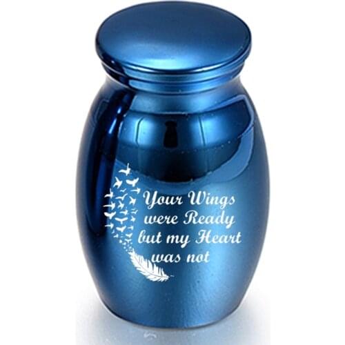 Blue Pet Ashes Keepsake Love Heart Angel Wings Memorial Urn Mini Cremation Urns Ashes Holder Ashes Urn Funeral Container Jar