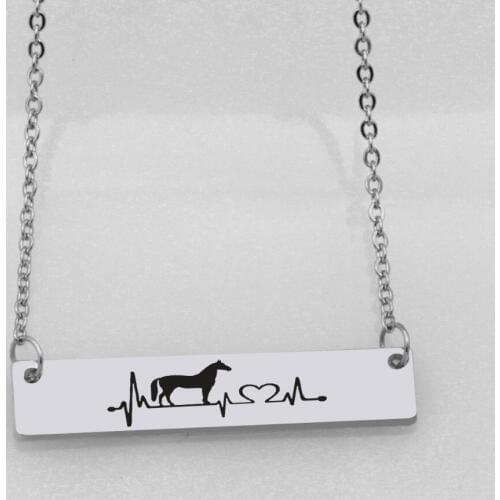 Ufine animal jewelry dad gift pendant army card horse ECG bar pendant stainless steel customed necklace N4470