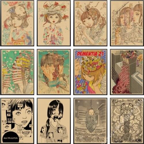 Vintage Shintaro Kago Horror Comic Series Kraft Paper Room Movie Anime Wall Retro Vintage Poster For Home Decor Room