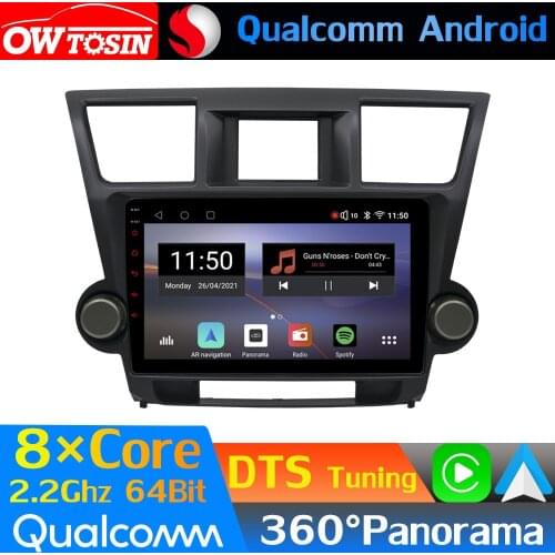 Qualcomm 8Core Android Car Media For Toyota Highlander Kluger 2 XU40 2007-2013 GPS 360 Panoramic Radio CarPlay HDMI DTS HIFI 4G