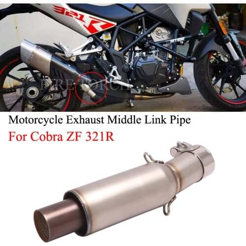 Motorcycle GP Exhaust Muffler Stainless Steel Middle Connector Link Pipe Tube With Catalyst Slip On For Cobra 321 R 321R
