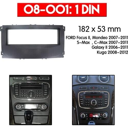 1 din Car fascia facia panel frame for FORD Focus II,Mondeo,S-Max,C-Max,Galaxy II,Kuga(Black) installation surround kits 08-001