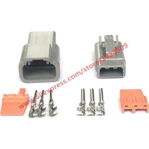 10 Sets 3 Pin Deutsch DTM Wire Connector DTM06-3S/ATM06-3S DTM04-3P/ATM04-3P Gray Waterproof Female Male Auto Plug
