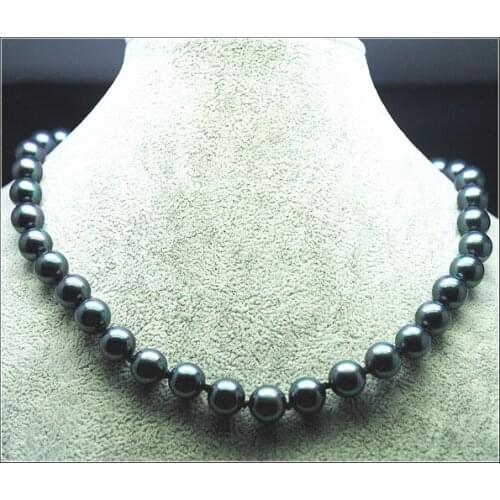 Women choker necklace black shell beads round ball shape size 10mm 48cm length knotted necklace for party wearring