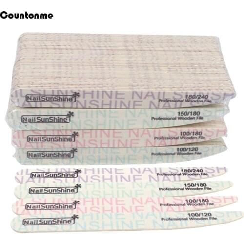 100 Pcs Wooden Nail Files 100/120/150/180/240 Sanding Nail Files Manicure Sandpaper Strong Thick Washable Buffer Nail Art Tools